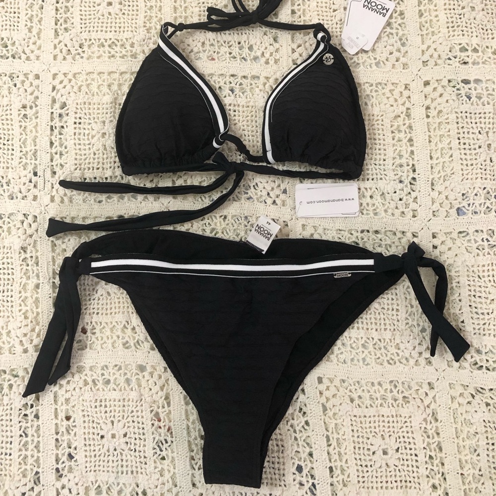 Banana Moon 2 piece black and white bathing suit.